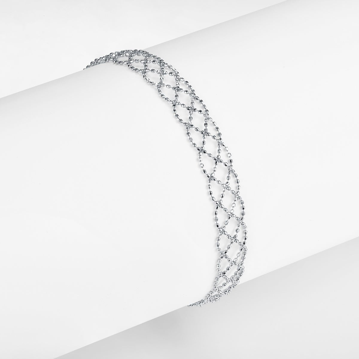 Bracelet en Argent Sterling S925 Maille Ajourée Légère 8mm Ajustable 18,5cm 3 Couleurs Coffret Cadeau - IVOIRART.COM