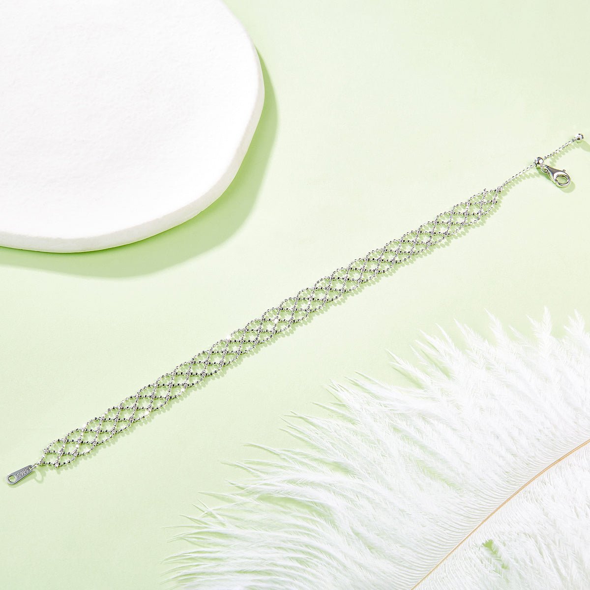 Bracelet en Argent Sterling S925 Maille Ajourée Légère 8mm Ajustable 18,5cm 3 Couleurs Coffret Cadeau - IVOIRART.COM