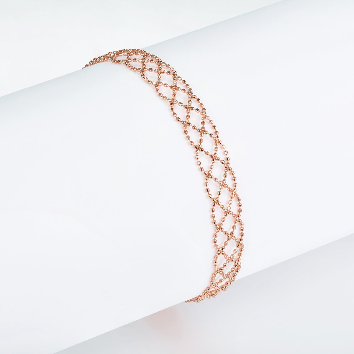 Bracelet en Argent Sterling S925 Maille Ajourée Légère 8mm Ajustable 18,5cm 3 Couleurs Coffret Cadeau - IVOIRART.COM