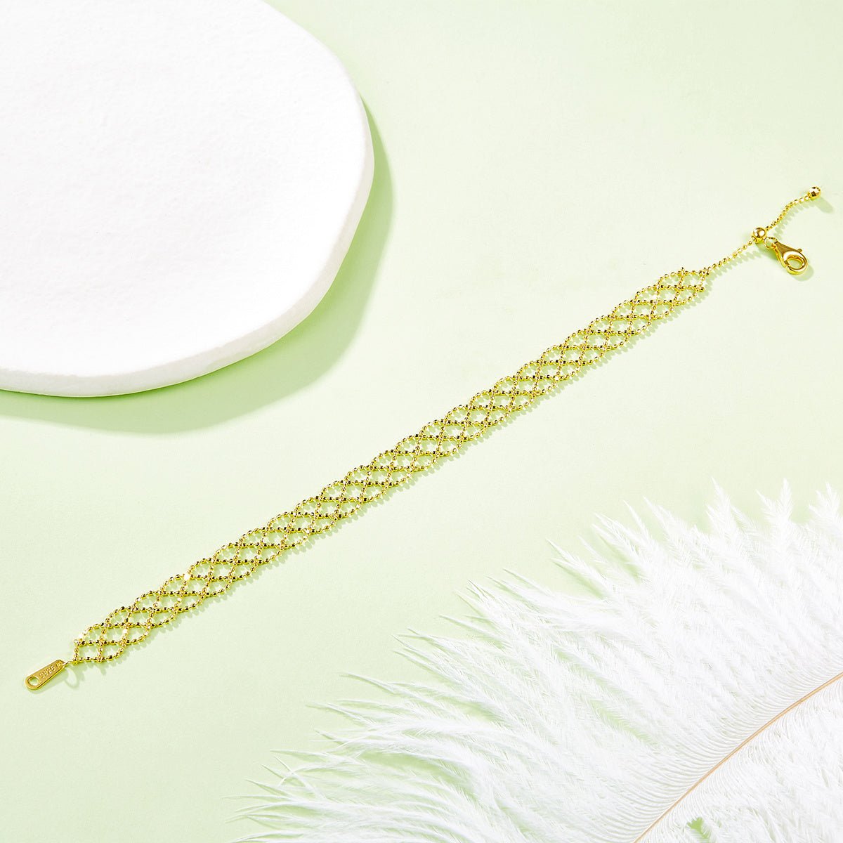 Bracelet en Argent Sterling S925 Maille Ajourée Légère 8mm Ajustable 18,5cm 3 Couleurs Coffret Cadeau - IVOIRART.COM