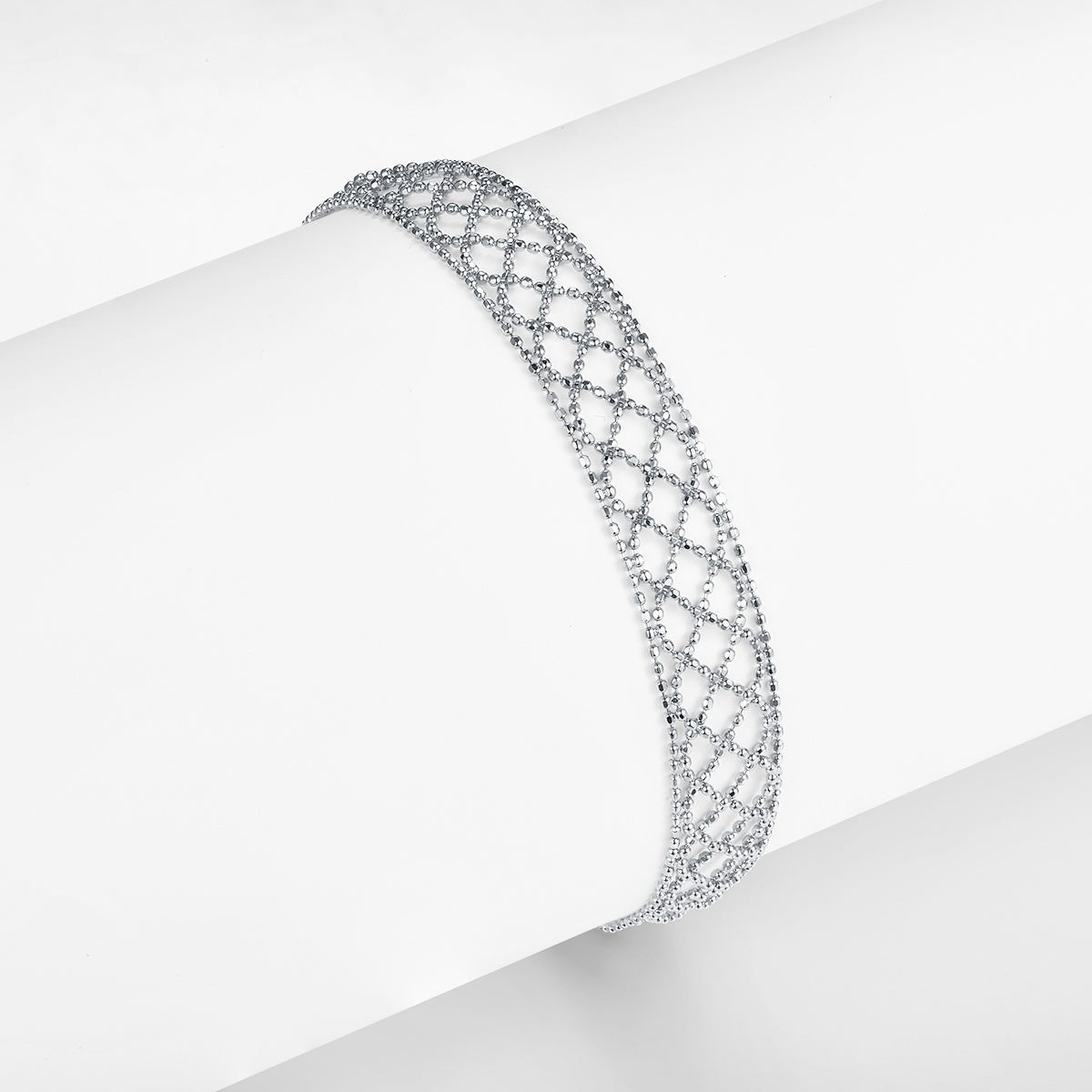 Bracelet en Argent Sterling S925, Maille Creuse 10mm Large, Ajustable 18,5cm, Plaqué Platine, Or et Or Rose, Boîte Cadeau - IVOIRART.COM