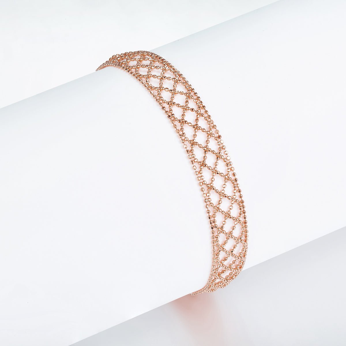 Bracelet en Argent Sterling S925, Maille Creuse 10mm Large, Ajustable 18,5cm, Plaqué Platine, Or et Or Rose, Boîte Cadeau - IVOIRART.COM