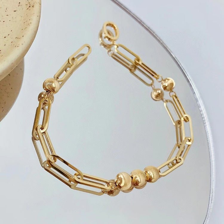 Bracelet épais fait main Œil-de-chat en or 18K — design carré 5mm, longueur 18cm - IVOIRART.COM