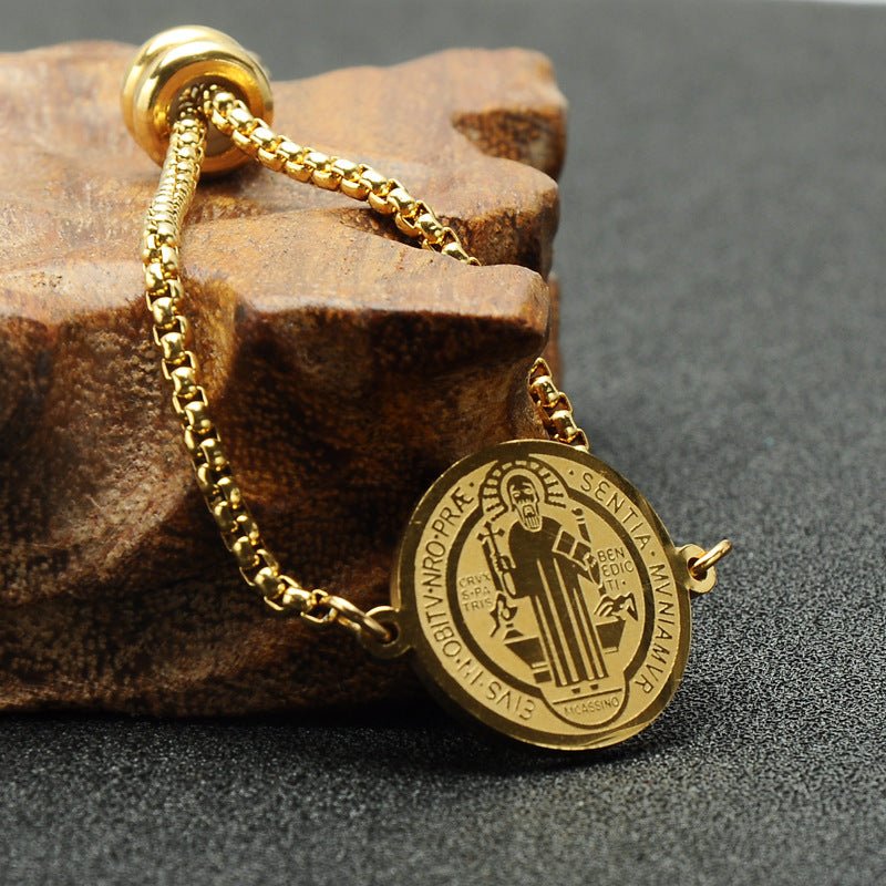 Bracelet Exorciste Catholique en Acier Inoxydable Ajustable pour Homme - IVOIRART.COM