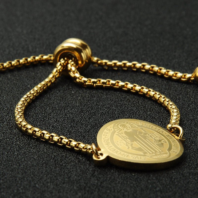 Bracelet Exorciste Catholique en Acier Inoxydable Ajustable pour Homme - IVOIRART.COM