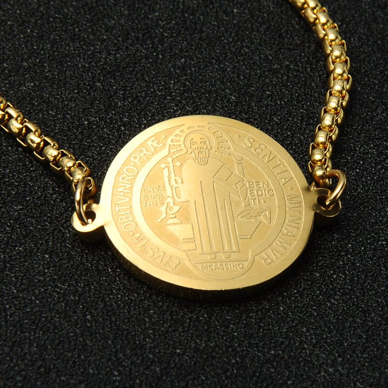 Bracelet Exorciste Catholique en Acier Inoxydable Ajustable pour Homme - IVOIRART.COM