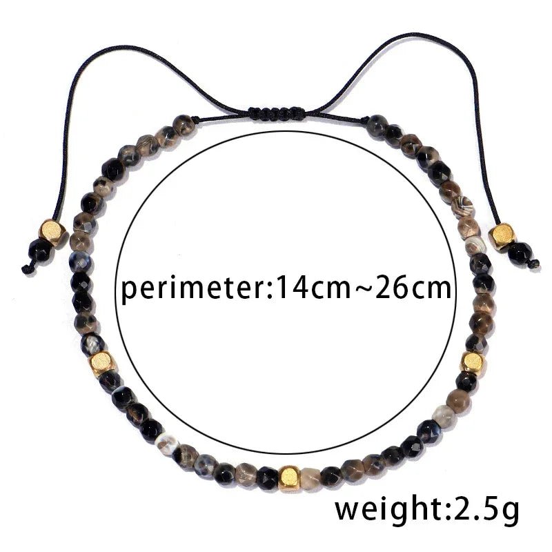 Bracelet extensible en perles naturelles de pierre tibétaine 3 mm unisexe chakra yoga - IVOIRART.COM