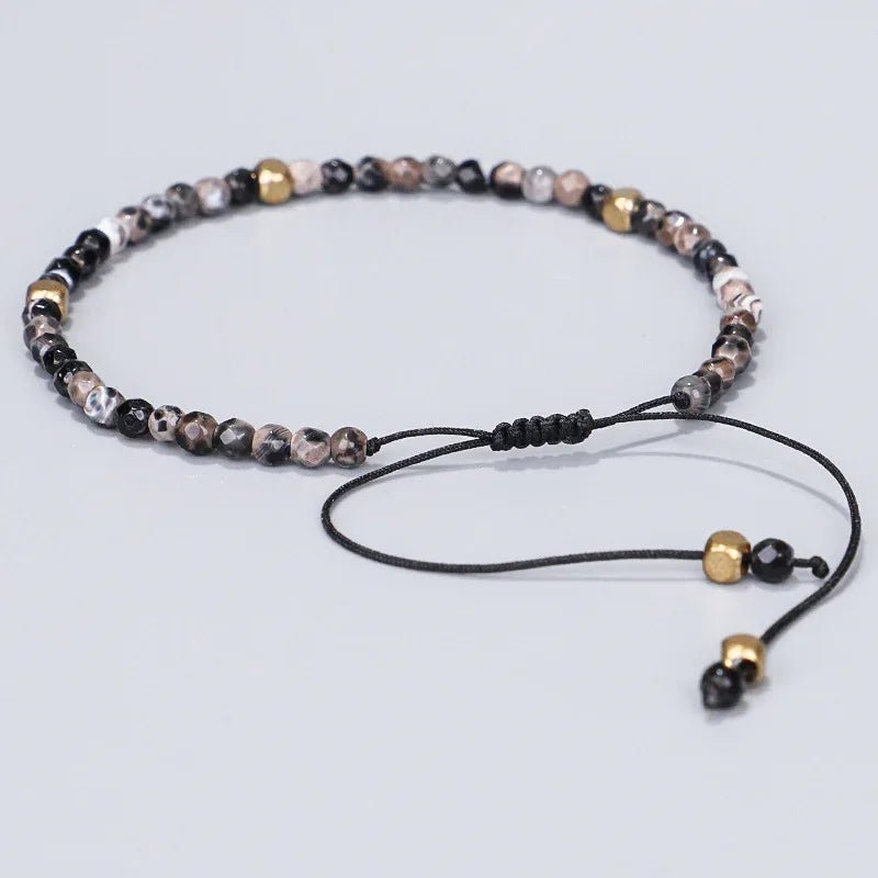 Bracelet extensible en perles naturelles de pierre tibétaine 3 mm unisexe chakra yoga - IVOIRART.COM