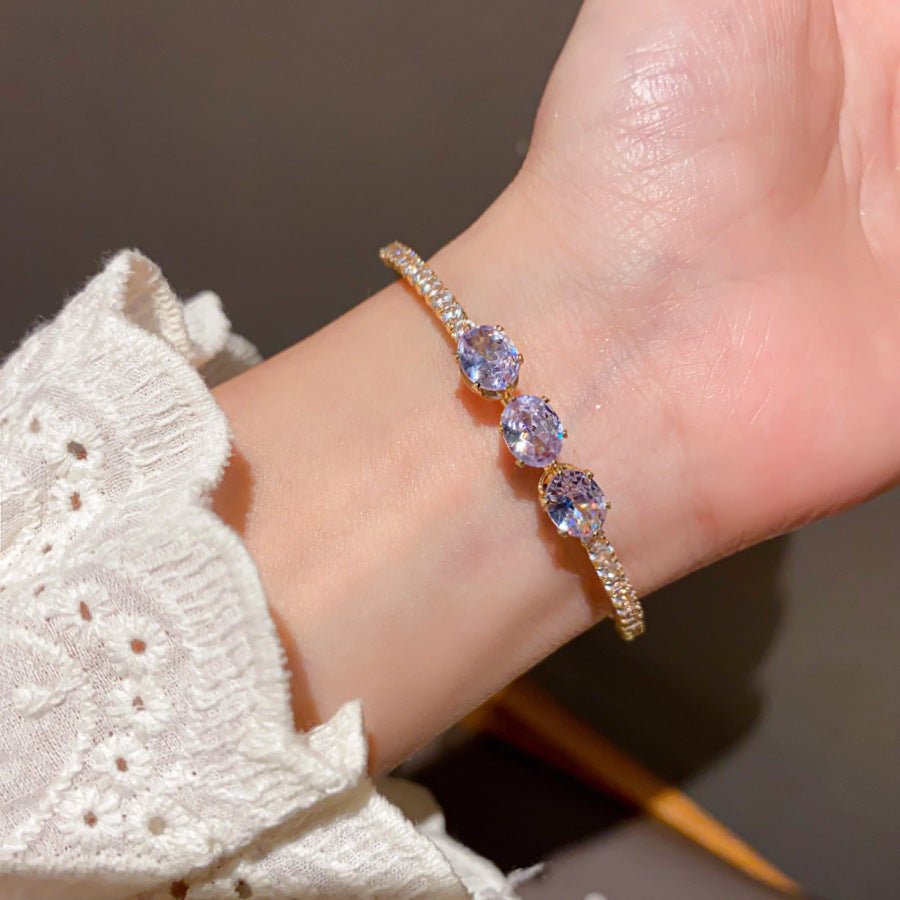 Bracelet femme en zircone et strass, style rétro-chic, luxe léger et polyvalente - IVOIRART.COM