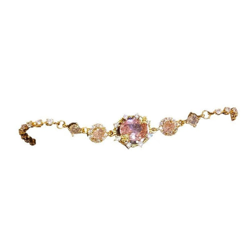 Bracelet fin réglable en plaqué or 18K avec zirconia multicolores ovales pull-out - IVOIRART.COM