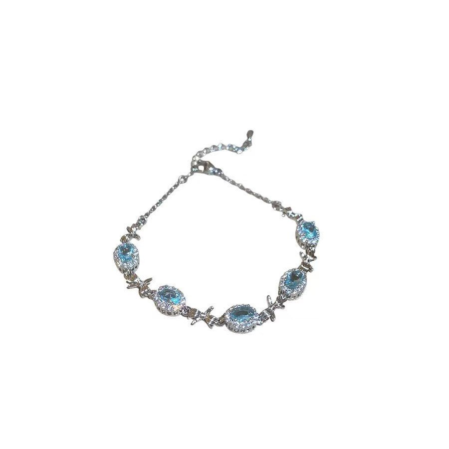 Bracelet géométrique plaqué or 18K zirconia cercle carré floral chic rétro style - IVOIRART.COM