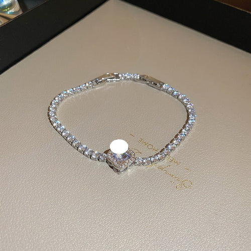 Bracelet géométrique plaqué or 18K zirconia cercle carré floral chic rétro style - IVOIRART.COM
