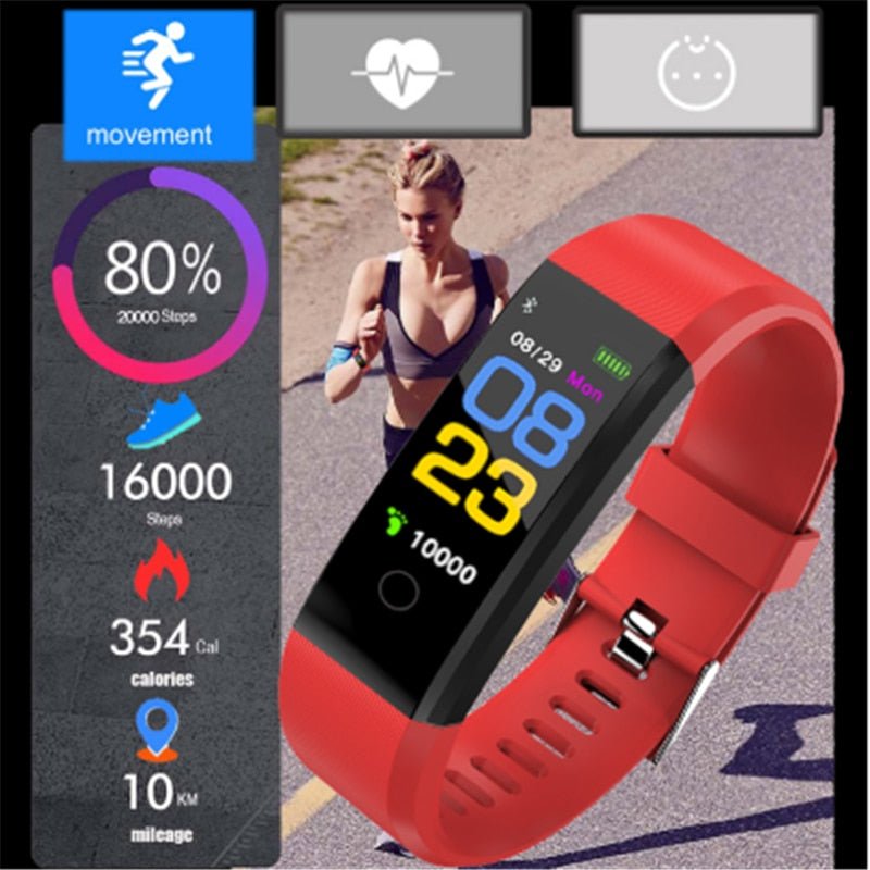 Bracelet Intelligente Écran Couleur 115plus pour Suivi Activité, Fréquence Cardiaque, Pression Sanguine, Contrôle Musique à Distance - IVOIRART.COM
