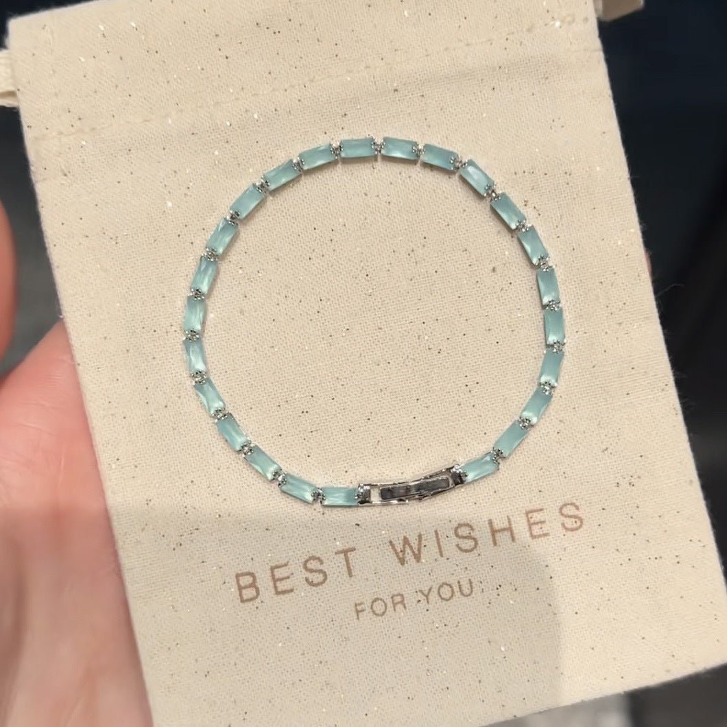 Bracelet Jonc Bleu Glacé Zirconia — Style Coréen, Raffiné et Confortable Élégant - IVOIRART.COM