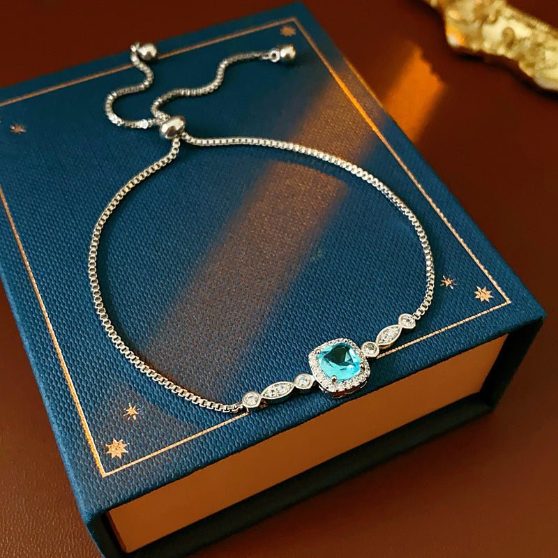 Bracelet Jonc Bleu Glacé Zirconia — Style Coréen, Raffiné et Confortable Élégant - IVOIRART.COM