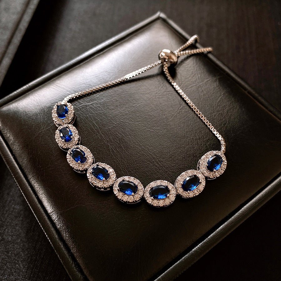 Bracelet Jonc Bleu Glacé Zirconia — Style Coréen, Raffiné et Confortable Élégant - IVOIRART.COM