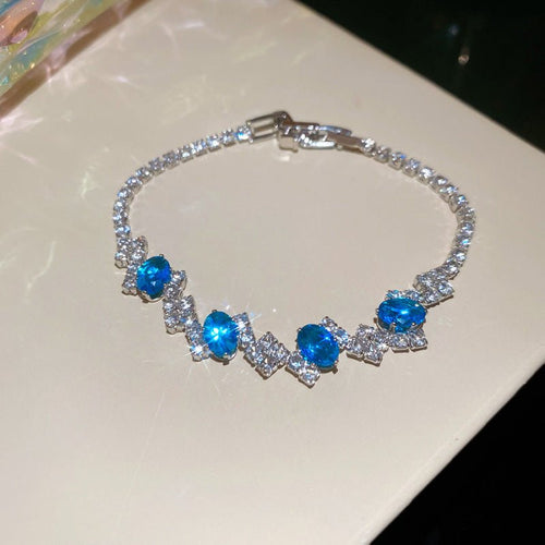 Bracelet Jonc Bleu Glacé Zirconia — Style Coréen, Raffiné et Confortable Élégant - IVOIRART.COM