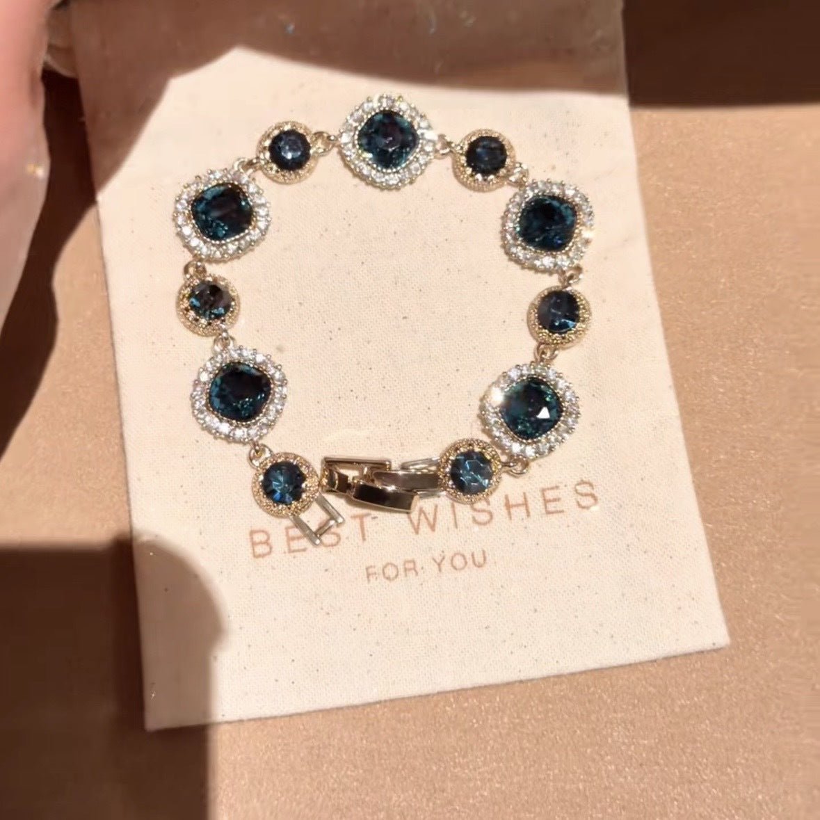 Bracelet Jonc Bleu Glacé Zirconia — Style Coréen, Raffiné et Confortable Élégant - IVOIRART.COM