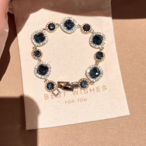 Bracelet Jonc Bleu Glacé Zirconia — Style Coréen, Raffiné et Confortable Élégant - IVOIRART.COM