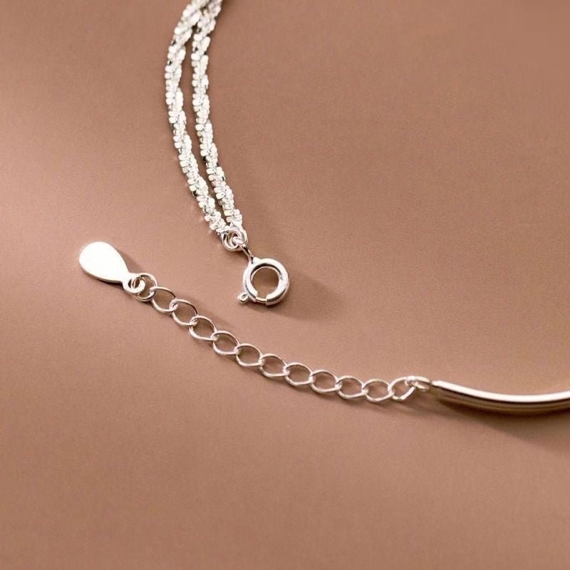 Bracelet jonc double couche et chaîne tennis en argent 999, style luxueux délicat, cadeau parfait d'anniversaire - IVOIRART.COM