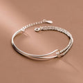 Bracelet jonc double couche et chaîne tennis en argent 999, style luxueux délicat, cadeau parfait d'anniversaire - IVOIRART.COM