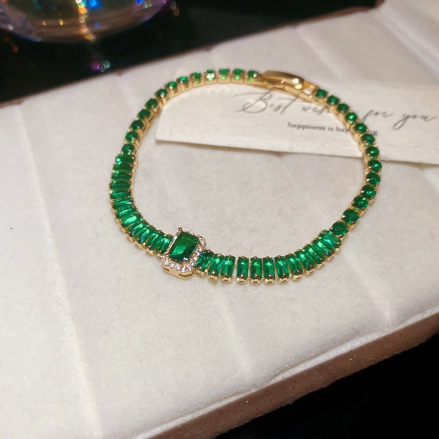 Bracelet jonc minimaliste coréen losange zirconia — style INS et raffiné - IVOIRART.COM