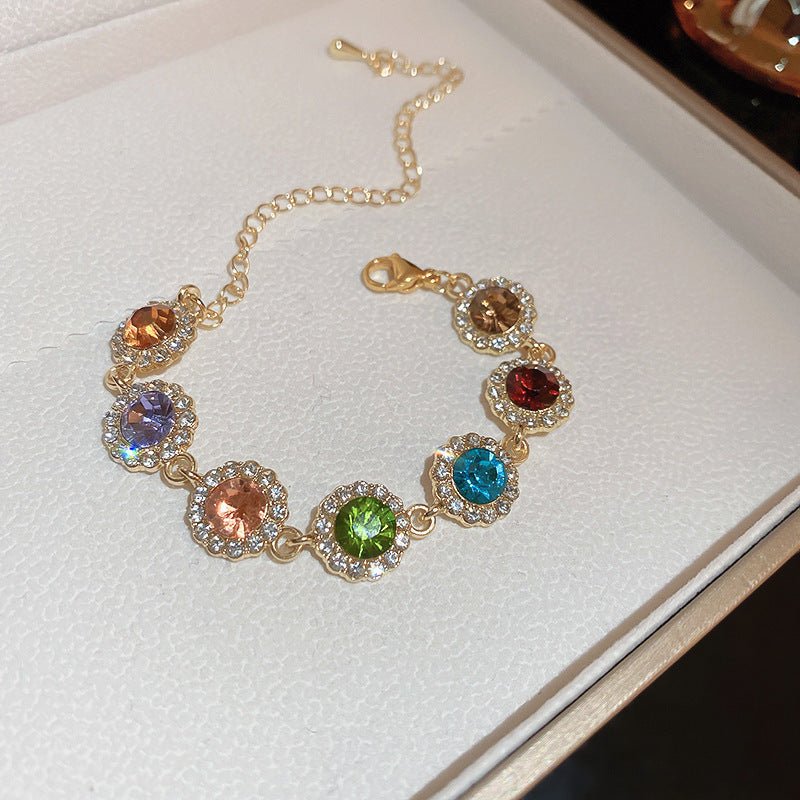 Bracelet jonc plaqué 18K à boucle ovale en zircone, style vintage luxe premium US - IVOIRART.COM