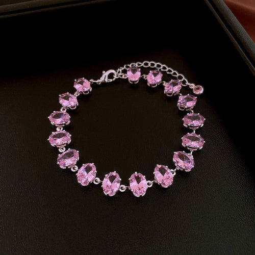 Bracelet jonc plaqué 18K à boucle ovale en zircone, style vintage luxe premium US - IVOIRART.COM