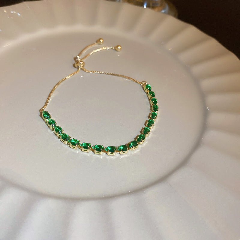 Bracelet jonc plaqué 18K à boucle ovale en zircone, style vintage luxe premium US - IVOIRART.COM
