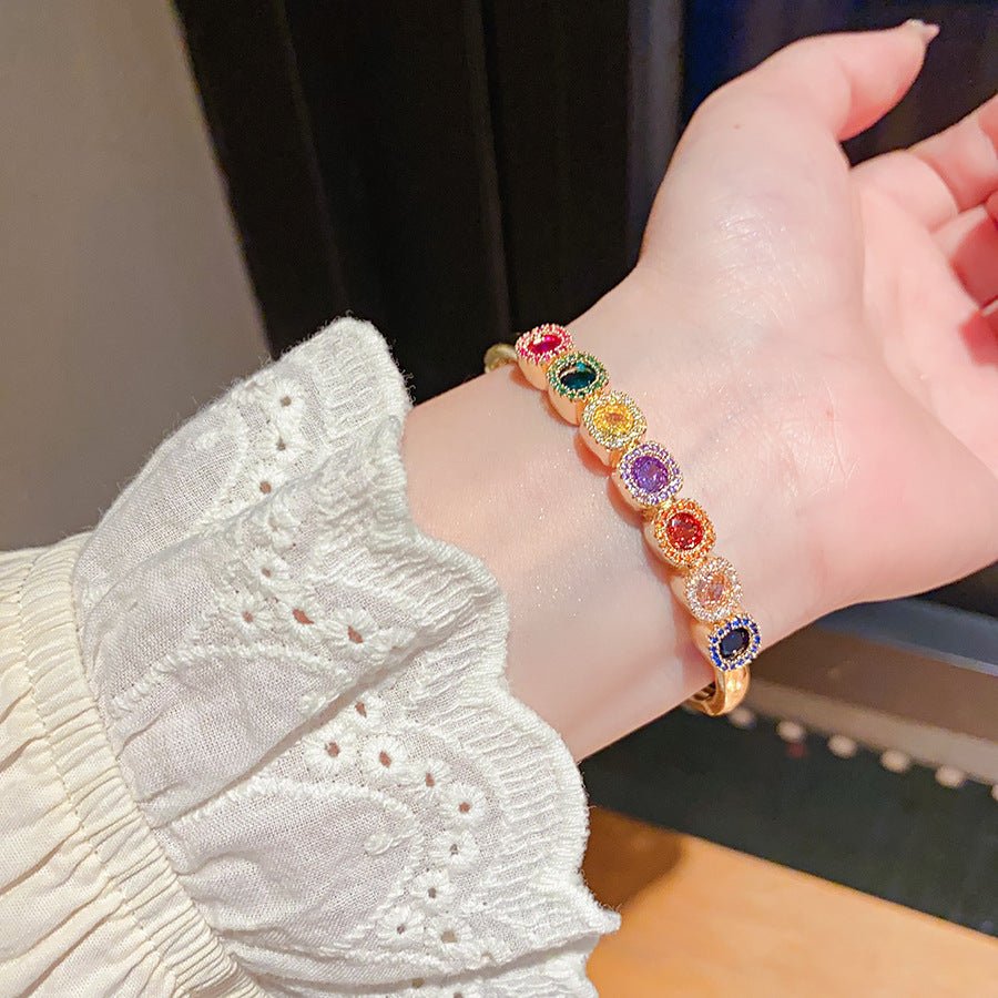 Bracelet Jonc Rétro Premium Strass Zircone - Style Français Élégant Luxe Édition - IVOIRART.COM