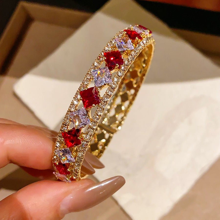 Bracelet Jonc Rétro Premium Strass Zircone - Style Français Élégant Luxe Édition - IVOIRART.COM