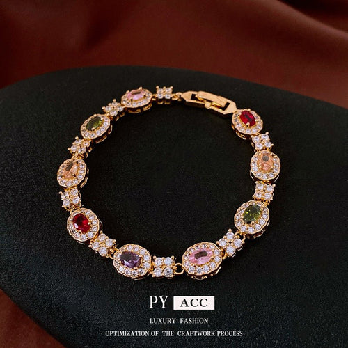 Bracelet Jonc Vintage 18K Plaqué Or Boucle Ovale CZ - Luxe Dainty Femme Élégante! - IVOIRART.COM