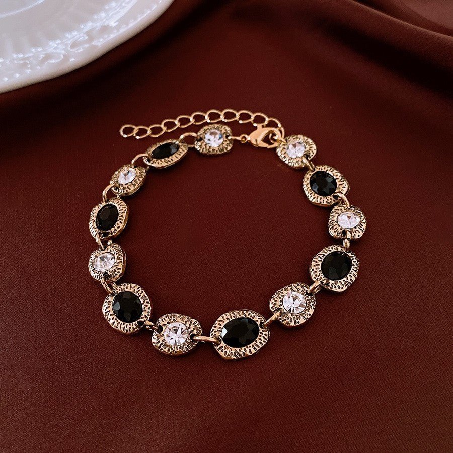 Bracelet Manchette Rétro Doré 18K Boucle Zirconia Ovale Élégant Vintage Chic+++ - IVOIRART.COM