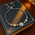 Bracelet Manchette Rétro Doré 18K Boucle Zirconia Ovale Élégant Vintage Chic+++ - IVOIRART.COM