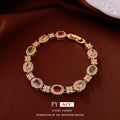 Bracelet manchette vintage plaqué or 18K avec boucle en zirconia ovale chic luxe - IVOIRART.COM