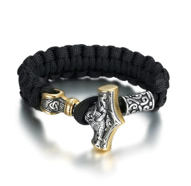 Bracelet Mjolnir en Paracorde Artisanale Asgard, Taille 21 cm, Élégance Viking - IVOIRART.COM