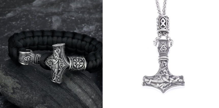 Bracelet Mjolnir en Paracorde Artisanale Asgard, Taille 21 cm, Élégance Viking - IVOIRART.COM