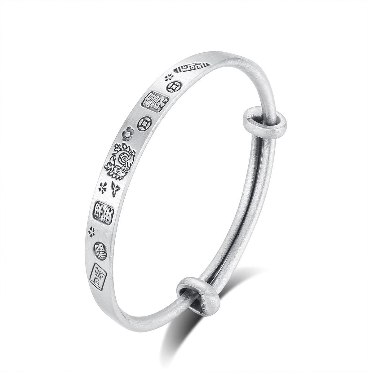 Bracelet ornement Dragon en argent sterling 999 finition vieillie, diamètre 43mm - IVOIRART.COM