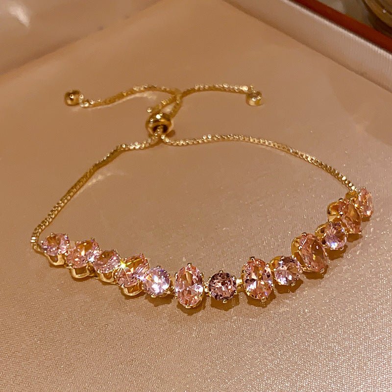 Bracelet ovale CZ style parisien, élégant et délicat, cadeau demoiselle d'honneur - IVOIRART.COM