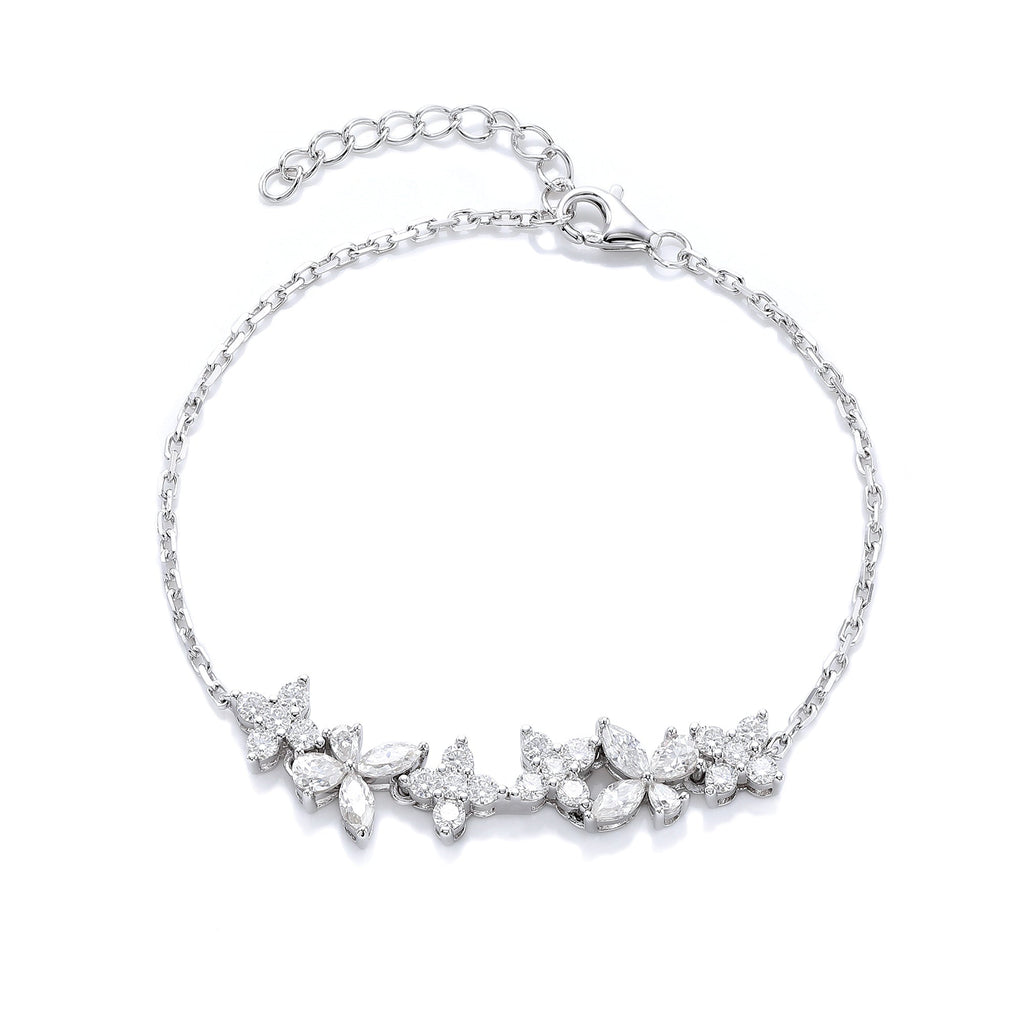 Bracelet papillon en argent sterling S925 avec pierres précieuses synthétiques, 16 cm, moissanite bleue et rose, plaqué platine, coffret cadeau mode - IVOIRART.COM