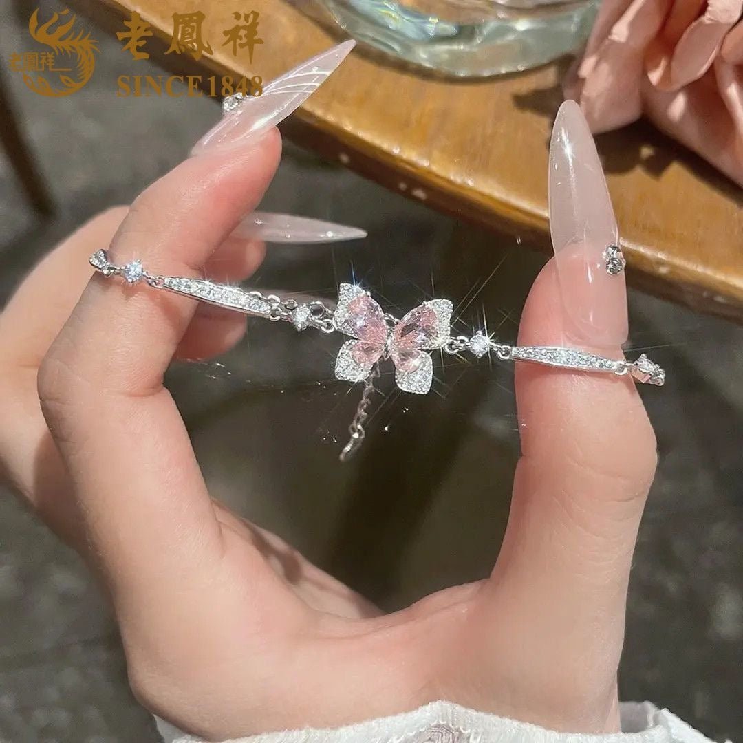 Bracelet Papillon Étincelant en Argent Sterling 999, Élégant et Délicat, Cadeau Idéal Anniversaire & Vacances - IVOIRART.COM