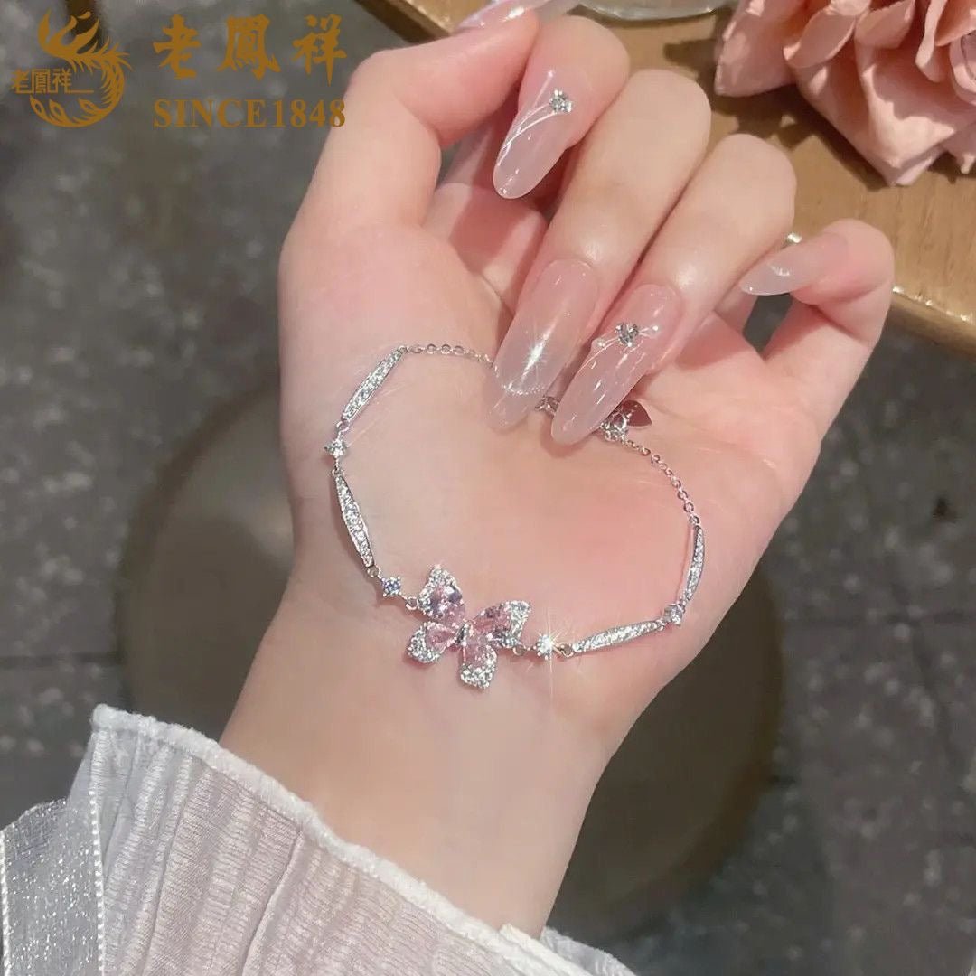Bracelet Papillon Étincelant en Argent Sterling 999, Élégant et Délicat, Cadeau Idéal Anniversaire & Vacances - IVOIRART.COM
