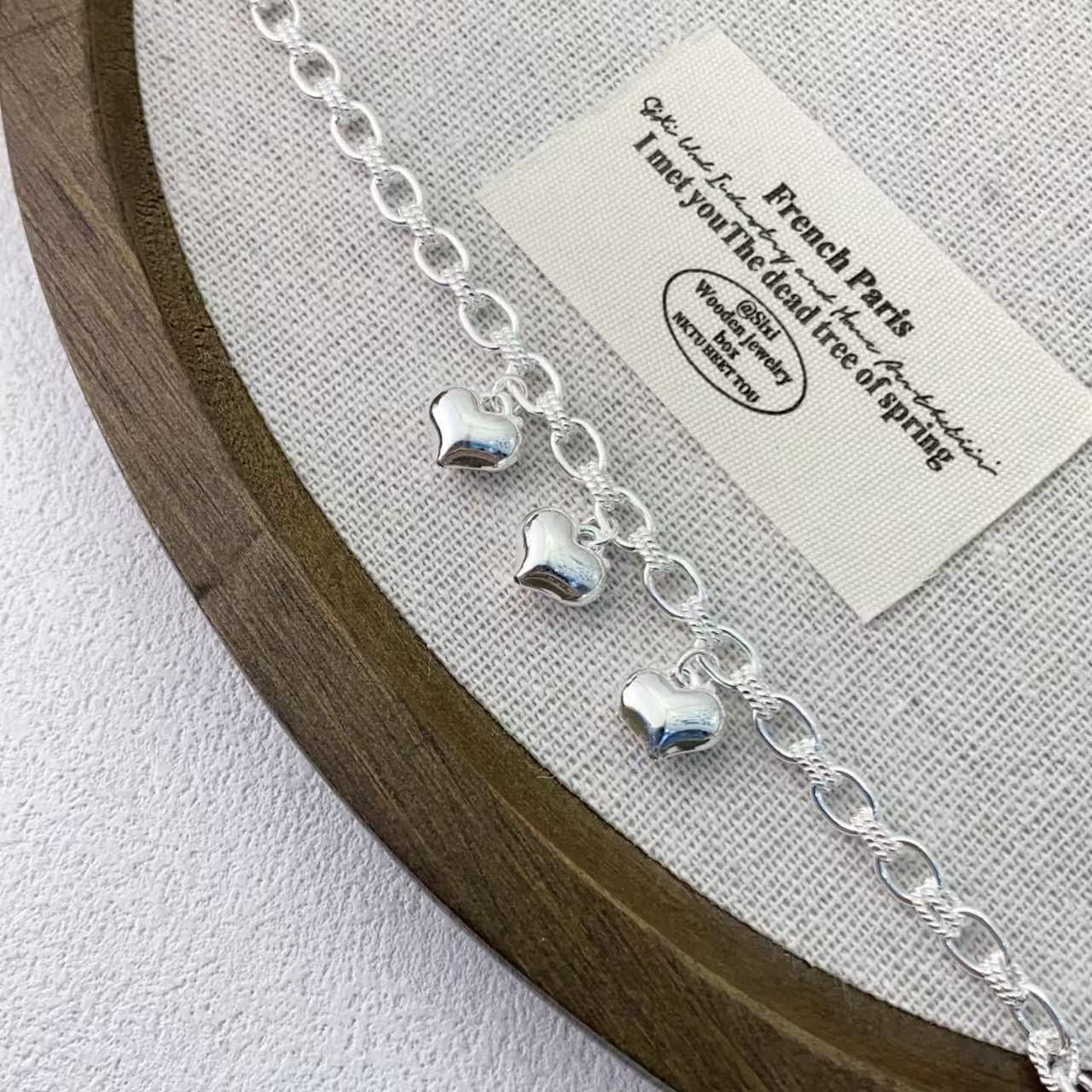 Bracelet pendentif cœur gonflé en argent sterling 999, style élégant et tendance - IVOIRART.COM