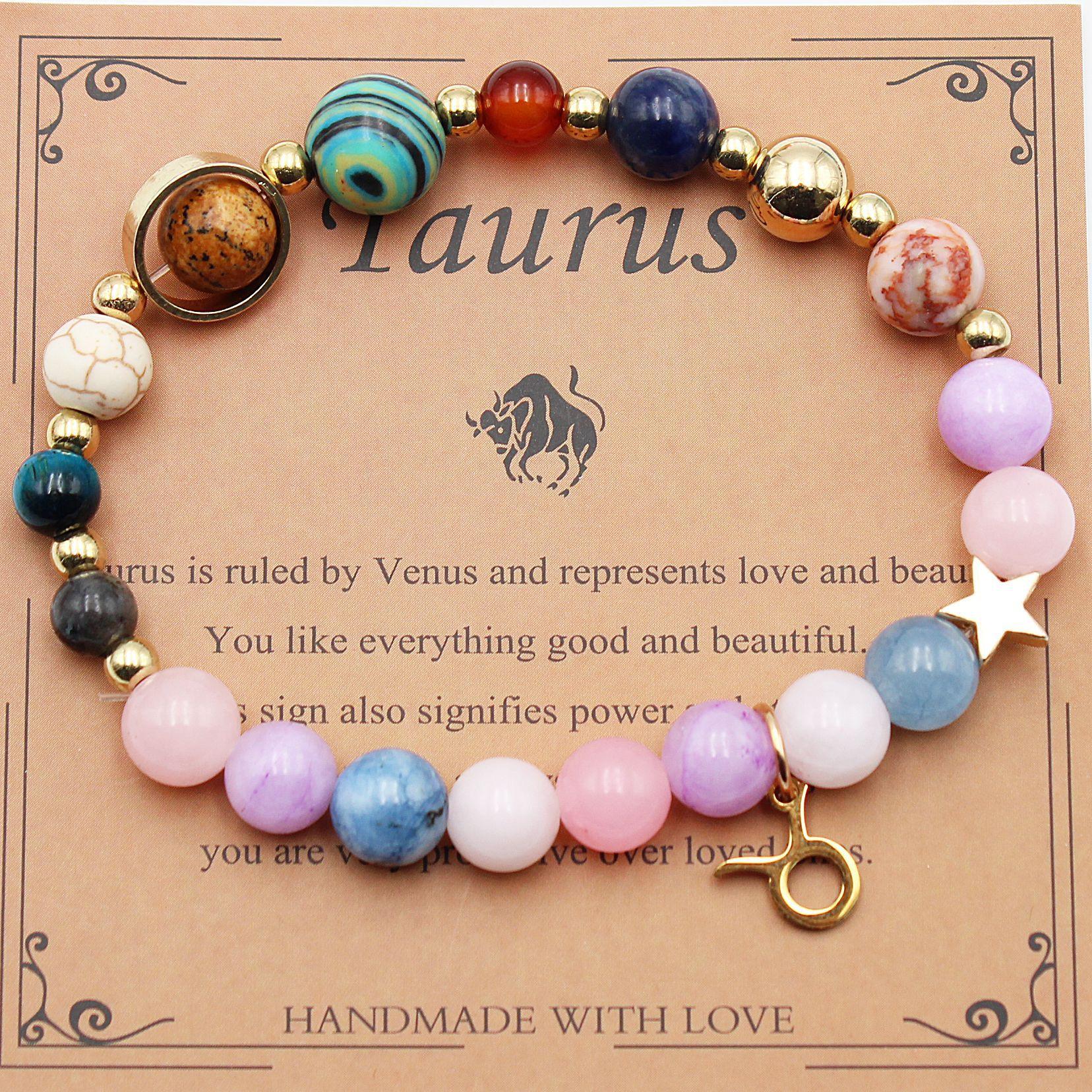 Bracelet Perles Morgan Pierre Naturelle avec 12 Constellations des Huit Planètes - IVOIRART.COM