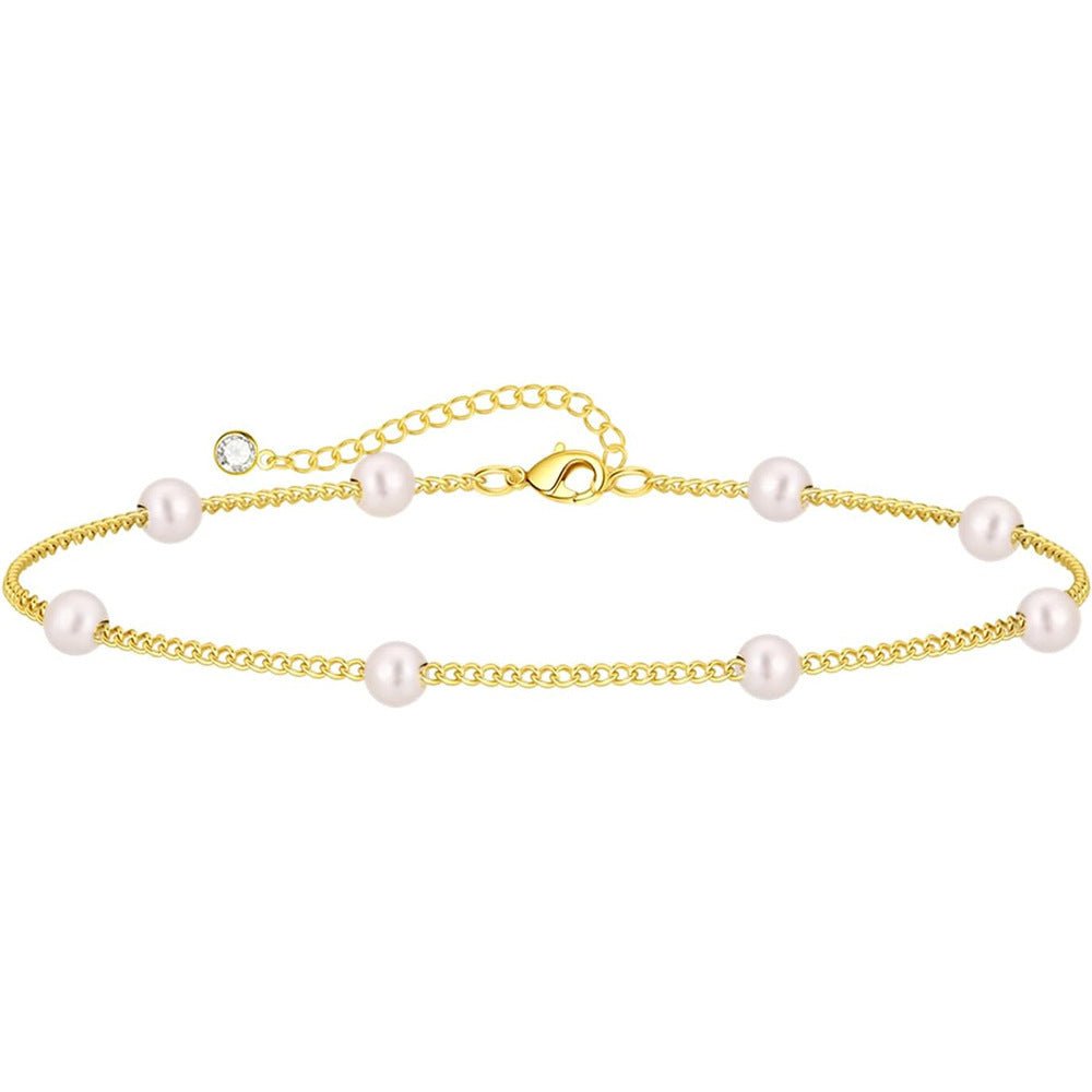 Bracelet Petit Perle en Chaîne d'Or 14K, Bijou Minimaliste et Adorable - IVOIRART.COM