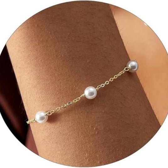 Bracelet Petit Perle en Chaîne d'Or 14K, Bijou Minimaliste et Adorable - IVOIRART.COM