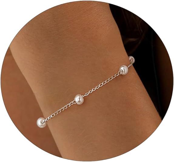 Bracelet Petit Perle en Chaîne d'Or 14K, Bijou Minimaliste et Adorable - IVOIRART.COM