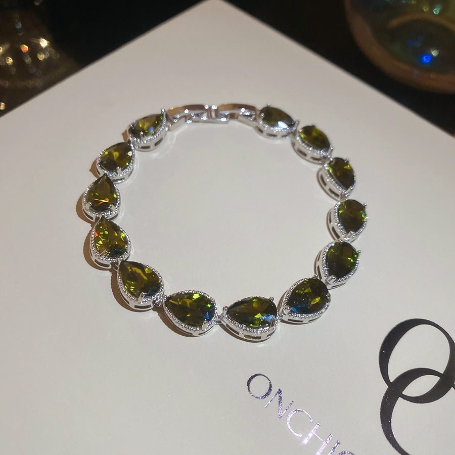 Bracelet plaqué or 18K avec zircone géométrique cercle carré floral chic élégant - IVOIRART.COM