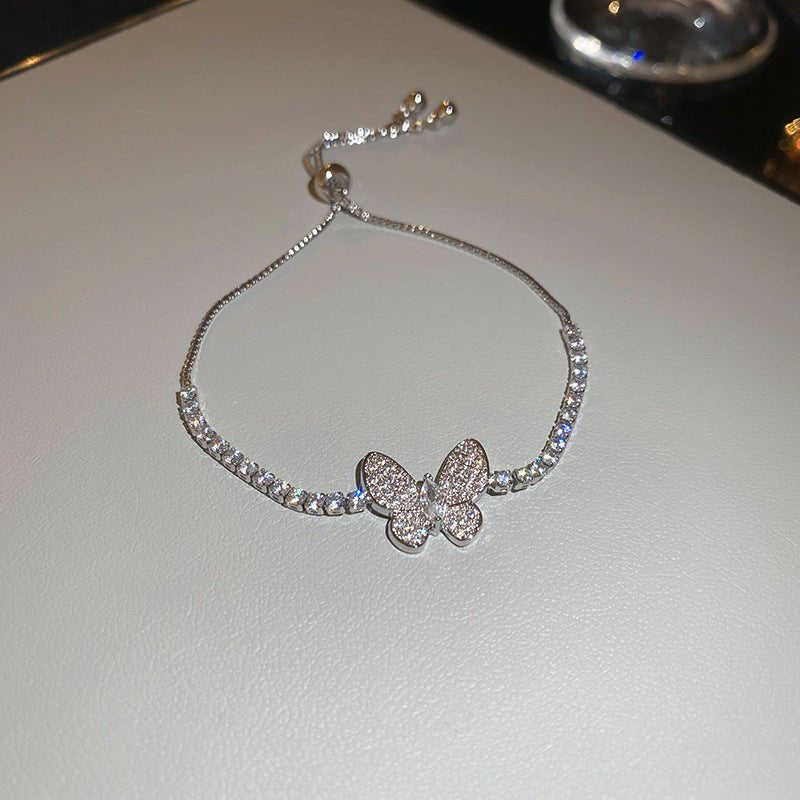 Bracelet plaqué or 18K avec zircone géométrique cercle carré floral chic élégant - IVOIRART.COM