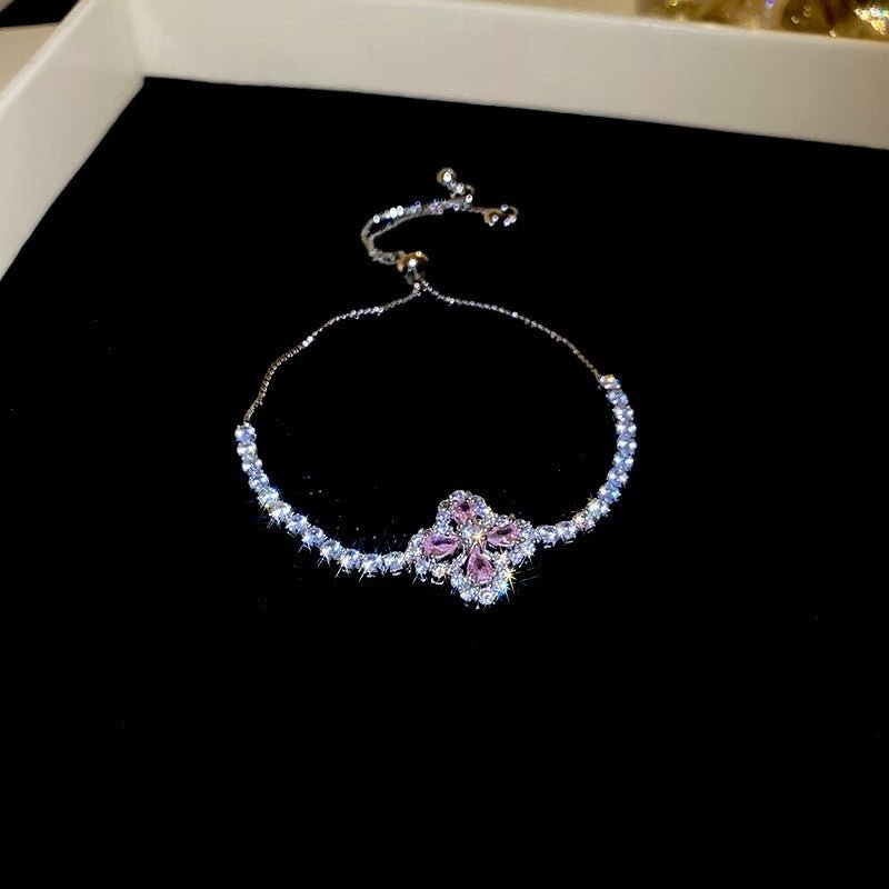 Bracelet réglable plaqué or 18K avec zircone multicolore ovale, élégant cadeau fin - IVOIRART.COM